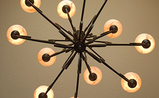 abstract view of a modern energy efficient chandelier light fixture