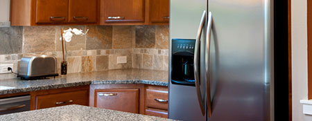 energy efficient refrigerator in modern kitchen